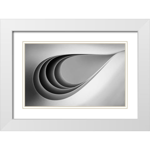 Paper Abstract White Modern Wood Framed Art Print with Double Matting by Hammer, Jacqueline