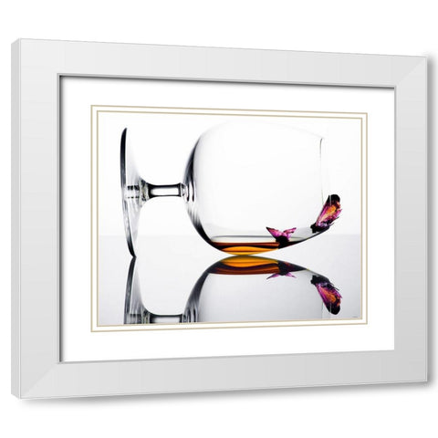 Drunken Butterflies White Modern Wood Framed Art Print with Double Matting by Seker, Eyup
