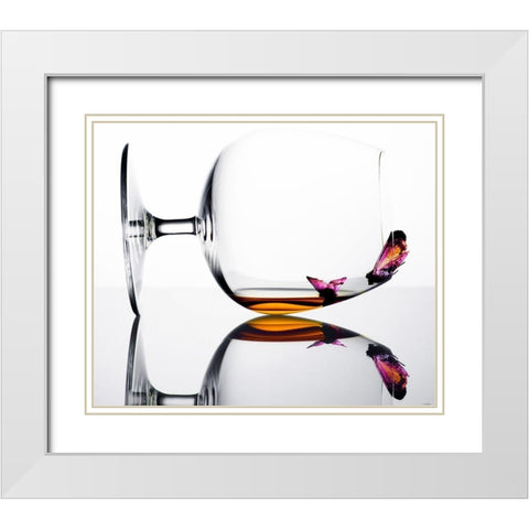 Drunken Butterflies White Modern Wood Framed Art Print with Double Matting by Seker, Eyup