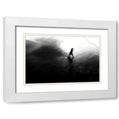 La Farfalla White Modern Wood Framed Art Print with Double Matting by Della Latta, Massimo