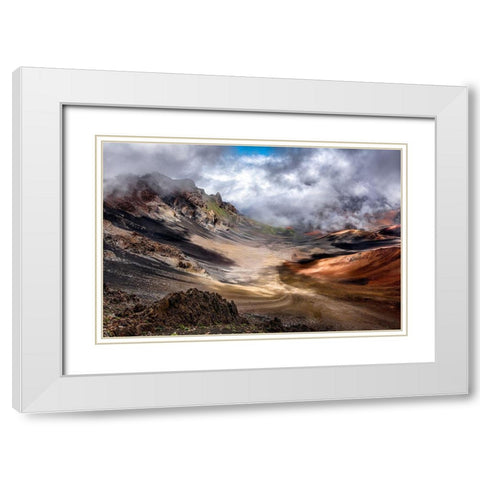 Craters Edge White Modern Wood Framed Art Print with Double Matting by Bopitiya, Navin