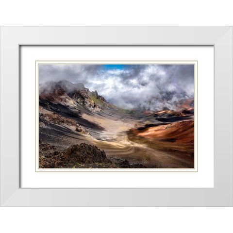 Craters Edge White Modern Wood Framed Art Print with Double Matting by Bopitiya, Navin