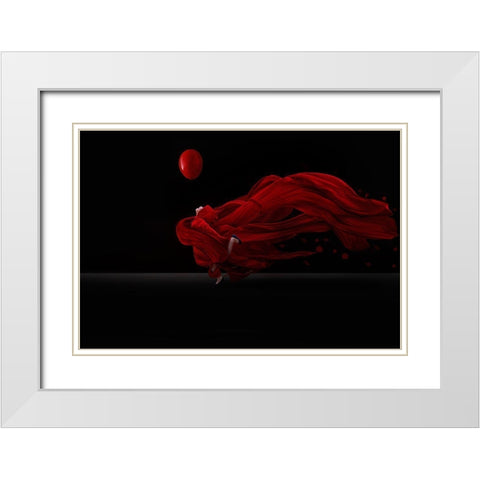 Dancing With The  Balloon White Modern Wood Framed Art Print with Double Matting by Almawash, Sulaiman