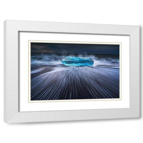 Blue Diamond White Modern Wood Framed Art Print with Double Matting by Zhu, Jingshu