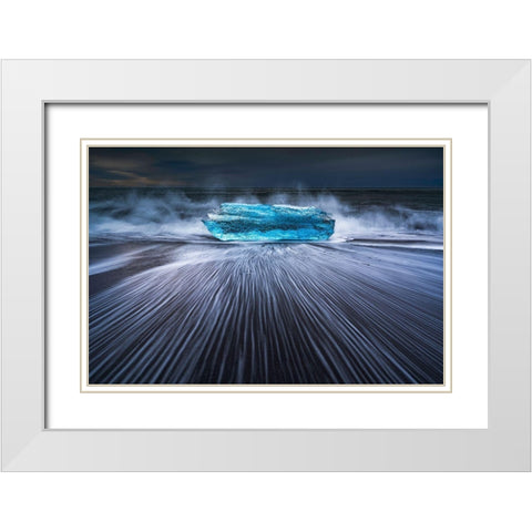 Blue Diamond White Modern Wood Framed Art Print with Double Matting by Zhu, Jingshu