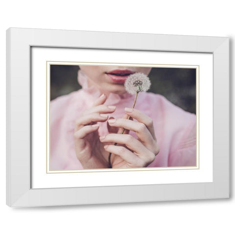Dandelion White Modern Wood Framed Art Print with Double Matting by Gorecka, Dorota