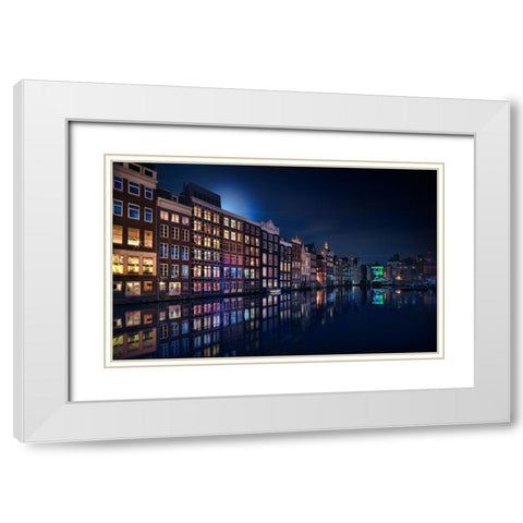Amsterdam Windows Colors White Modern Wood Framed Art Print with Double Matting by M. Garcia, Jesus