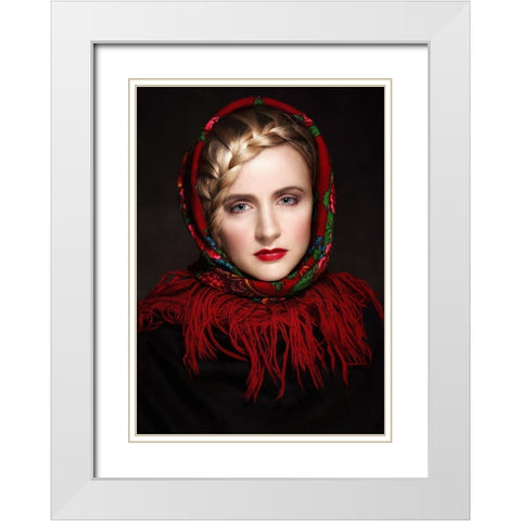 Irinas Portrait White Modern Wood Framed Art Print with Double Matting by Belokonov, Boris