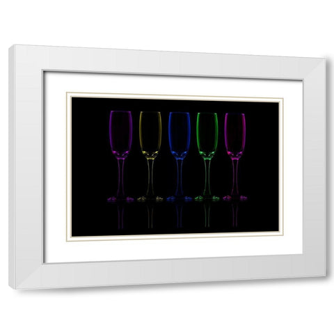 Flutes White Modern Wood Framed Art Print with Double Matting by Ashton-Jones, Howard