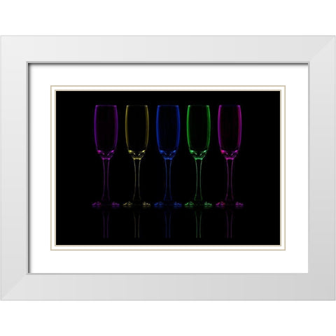 Flutes White Modern Wood Framed Art Print with Double Matting by Ashton-Jones, Howard