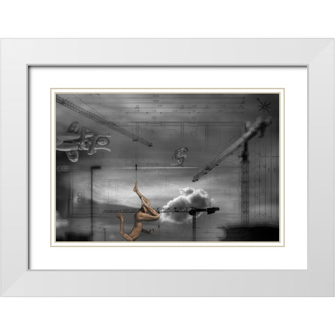 Construction Of(Tower Of Babel) White Modern Wood Framed Art Print with Double Matting by Dartef, Pristov