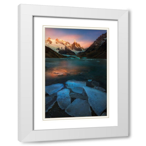 A Frozen Morning - Laguna Torre White Modern Wood Framed Art Print with Double Matting by Zhang, Yan