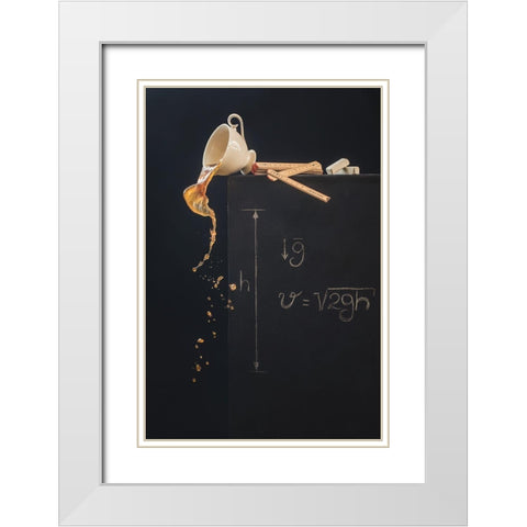 A Study With Free Fall White Modern Wood Framed Art Print with Double Matting by Belenko, Dina
