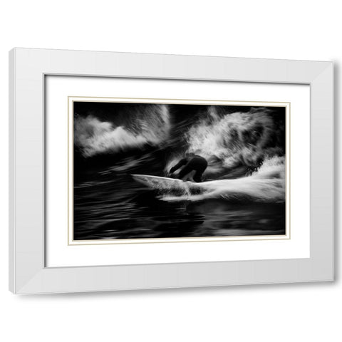 Surf 10 White Modern Wood Framed Art Print with Double Matting by Della Latta, Massimo