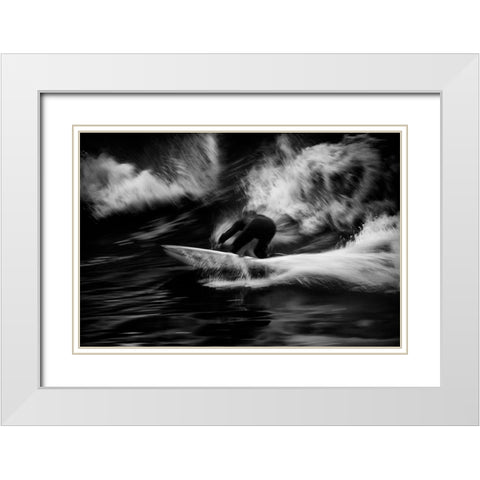 Surf 10 White Modern Wood Framed Art Print with Double Matting by Della Latta, Massimo
