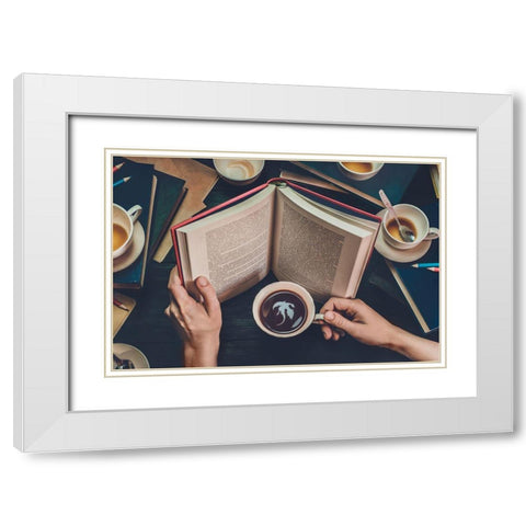 Coffee For Dreamers White Modern Wood Framed Art Print with Double Matting by Belenko, Dina
