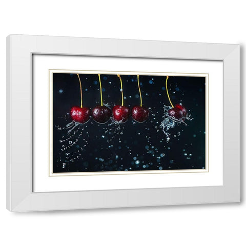 Newtons Cradle White Modern Wood Framed Art Print with Double Matting by Belenko, Dina