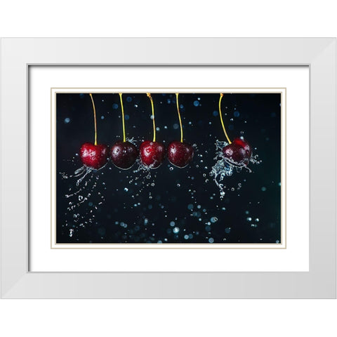 Newtons Cradle White Modern Wood Framed Art Print with Double Matting by Belenko, Dina