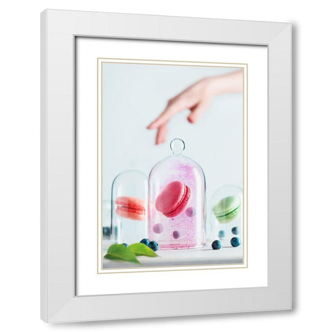 Precious Macarons White Modern Wood Framed Art Print with Double Matting by Belenko, Dina