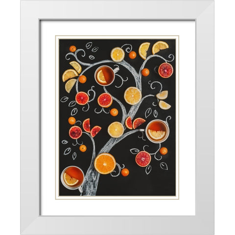 Teatime Tree White Modern Wood Framed Art Print with Double Matting by Belenko, Dina