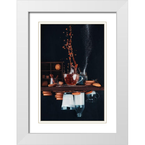 Upside And Down Again (With Coffee) White Modern Wood Framed Art Print with Double Matting by Belenko, Dina