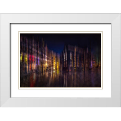 Colorful Amsterdam White Modern Wood Framed Art Print with Double Matting by Kierek, Stefan