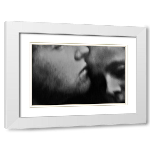 A Quiet Darkness (The Kiss) White Modern Wood Framed Art Print with Double Matting by Davidovic, Dalibor