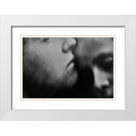 A Quiet Darkness (The Kiss) White Modern Wood Framed Art Print with Double Matting by Davidovic, Dalibor