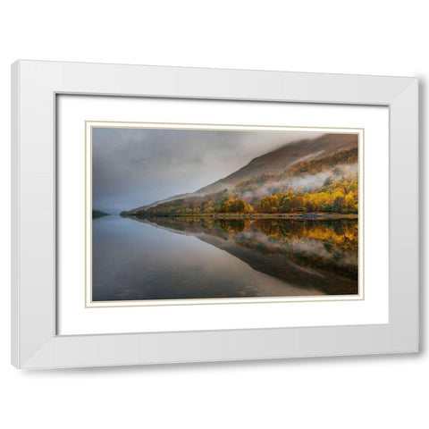 Misty Loch White Modern Wood Framed Art Print with Double Matting by Popan, Adrian