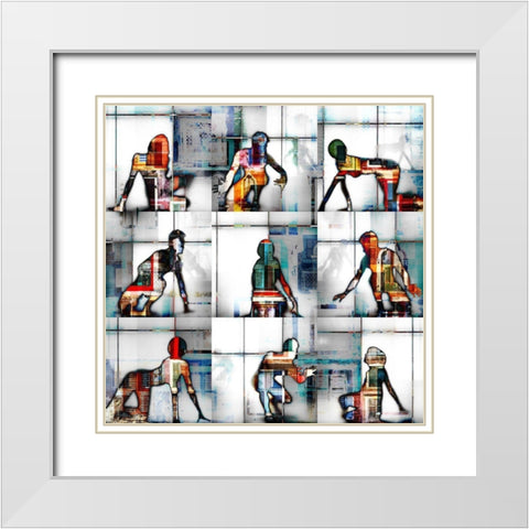 Body Language 56 White Modern Wood Framed Art Print with Double Matting by Shrayer, Igor