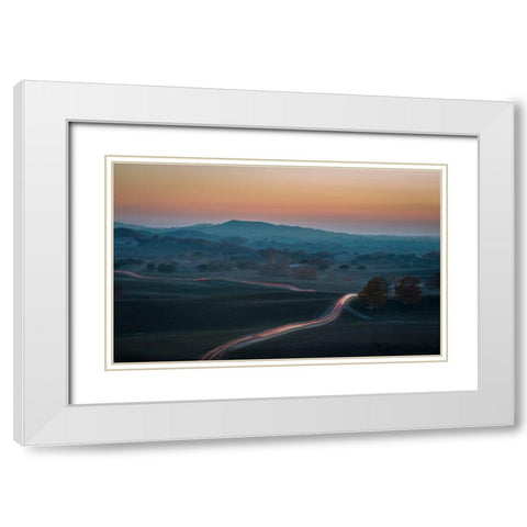 Prairie Dusk White Modern Wood Framed Art Print with Double Matting by Mei, C.