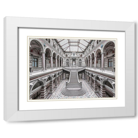 Justizpalast-Vienna. White Modern Wood Framed Art Print with Double Matting by Cuomo, Massimo