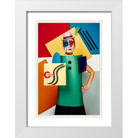 Suprematist Portrait Of Lena Naymkina White Modern Wood Framed Art Print with Double Matting by Smirnov, Sergei