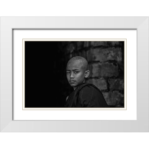 No.6 White Modern Wood Framed Art Print with Double Matting by M, Adirek