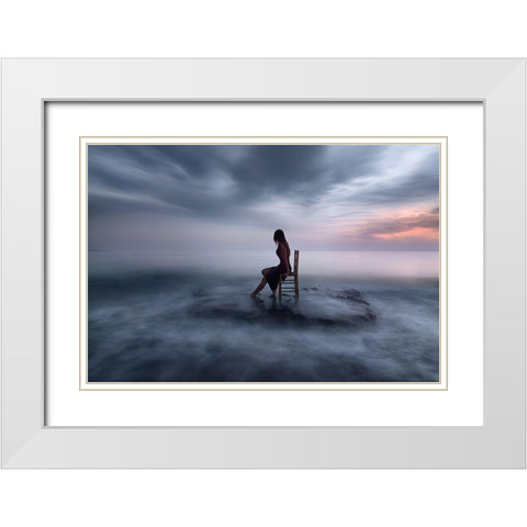 Of Tide And Nightfall White Modern Wood Framed Art Print with Double Matting by Kaimaki, Maria