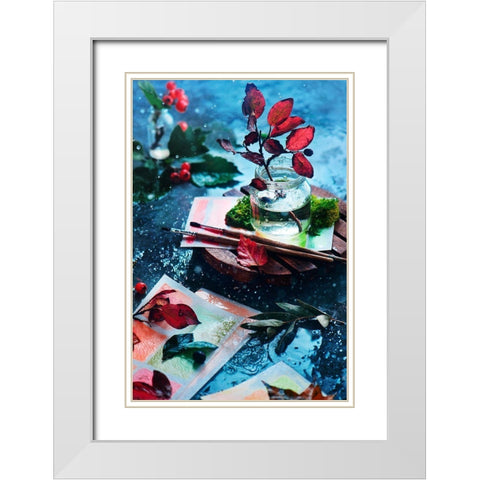 Shades Of October White Modern Wood Framed Art Print with Double Matting by Belenko, Dina
