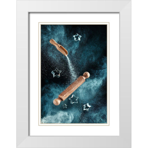 Kitchen Mess: Star-Shaped Cookies White Modern Wood Framed Art Print with Double Matting by Belenko, Dina
