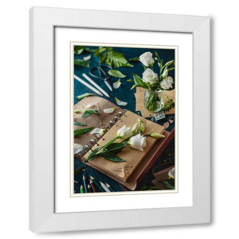 Painting Flowers: Pins And Pencils White Modern Wood Framed Art Print with Double Matting by Belenko, Dina