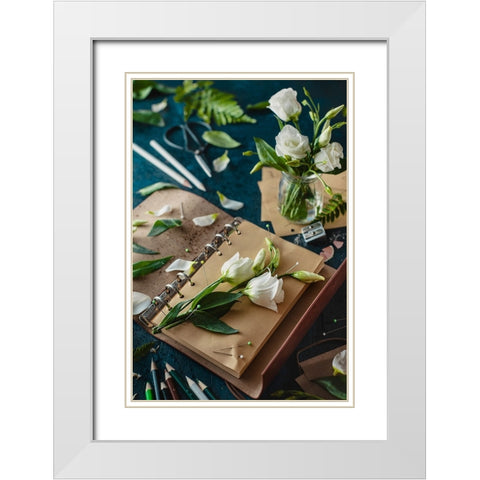 Painting Flowers: Pins And Pencils White Modern Wood Framed Art Print with Double Matting by Belenko, Dina