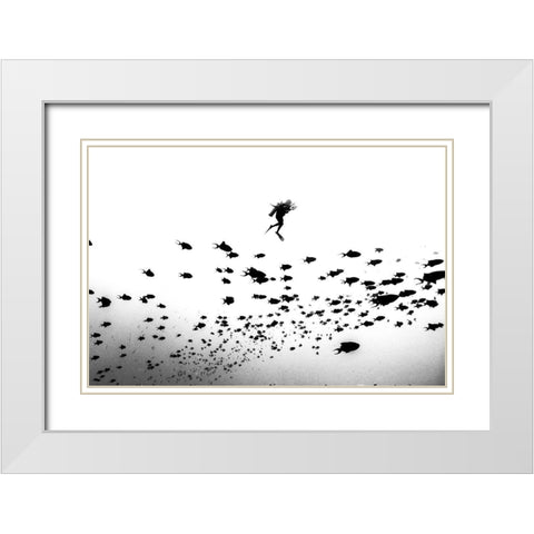 Pied Piper Of Hamelin White Modern Wood Framed Art Print with Double Matting by Jung, Charlie