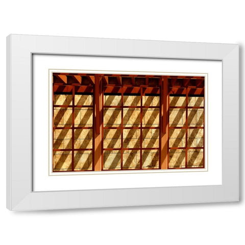 Striped White Modern Wood Framed Art Print with Double Matting by Hawerkamp, Hans-Wolfgang