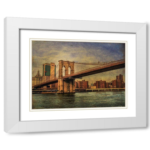 Brooklyn Bridge White Modern Wood Framed Art Print with Double Matting by Llerandi, Eduardo