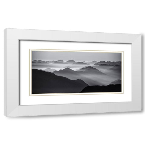 Mountain Layers White Modern Wood Framed Art Print with Double Matting by Krivec, Ales