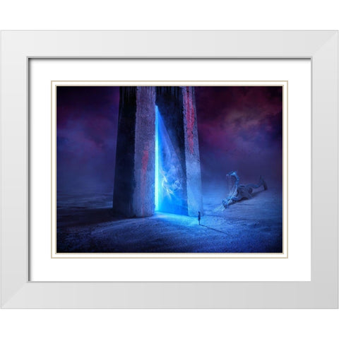 Time Gate White Modern Wood Framed Art Print with Double Matting by Almawash, Sulaiman