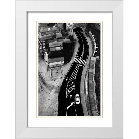 White Car On The Track White Modern Wood Framed Art Print with Double Matting by P Neto, Filipe