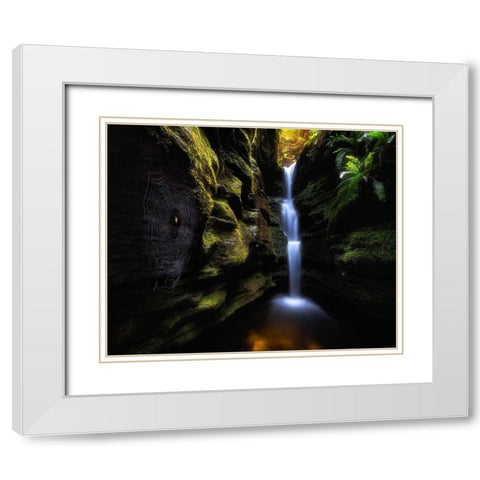Secret Falls White Modern Wood Framed Art Print with Double Matting by Shi, Fei