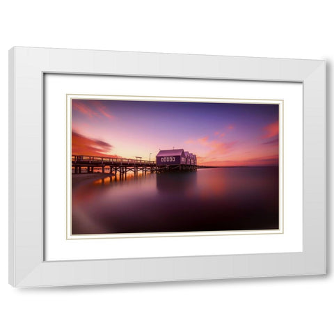 Busselton Sunset White Modern Wood Framed Art Print with Double Matting by Zhang, Despird