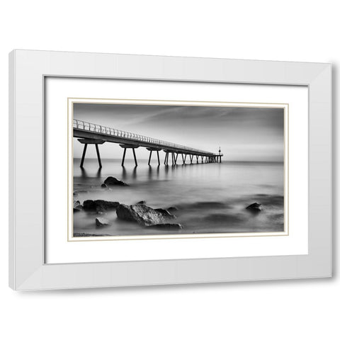 Pont Del Petroli White Modern Wood Framed Art Print with Double Matting by Figueras Barranco, Antoni