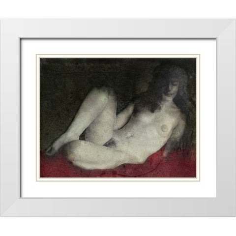 Classical Nude White Modern Wood Framed Art Print with Double Matting by Hattori, Fuyuki