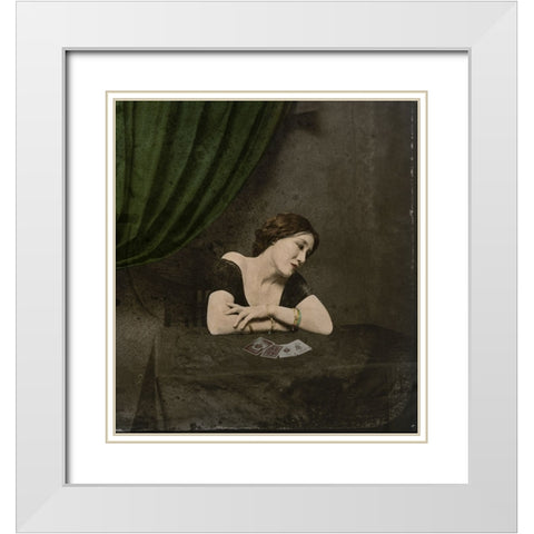 Photographer Unknown Qa Card-Divining Victorian Ladyq White Modern Wood Framed Art Print with Double Matting by Hattori, Fuyuki